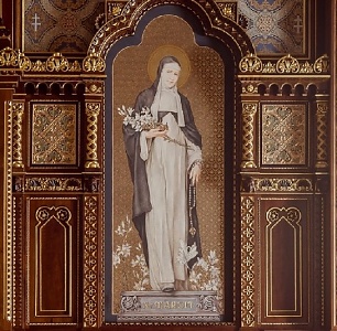Szent Margit pirogránit kép a Budavári Palota Szent István-termében