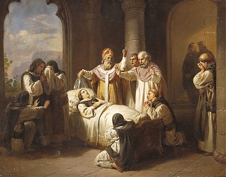 Szent Margit halála Molnár József festményén (1857)