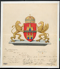 Budapest címere az egyesítésekor 1873-ban.