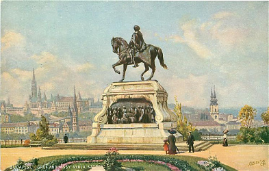 Az Andrássy szobor régi képeslapon