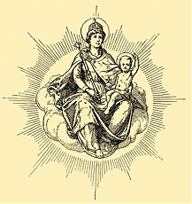 Szűz-Mária képe az 1848-iki magyar aranyakon. Rajzolta Dörre Tivadar