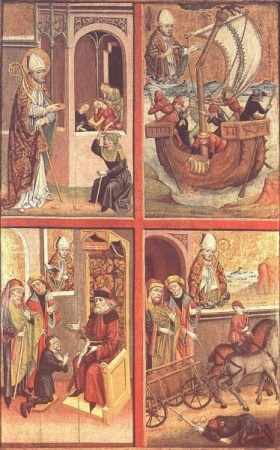 Szent Miklós négy csodája a jánosréti főoltár bal szárnyán