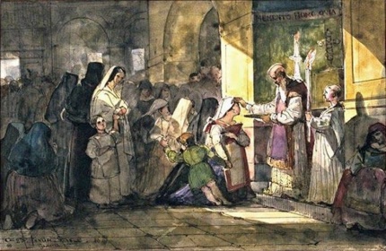 François-Marius Granet: Hamvazószerda egy római templomban