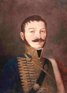 Lipszky János törzstiszti egyenruhában. Frigyesi Gábor 1942-ben készített másolata a 19. század elején készült portréról