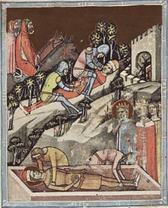Szent Imre temetése<br/>a Képes Krónika miniatúráján