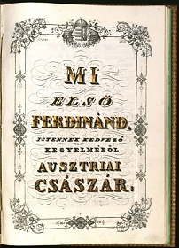 Az 1844. évi törvények első oldala. Ekkor lett a magyar államnyelv