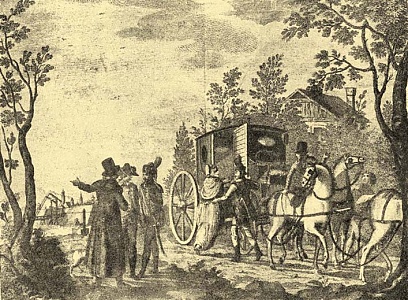 II. Rákóczi Ferenc menekülése. (Egykorú metszet után.)