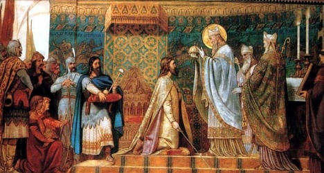 Székely Bertalan: Szent Mór megkoronázza I. Endrét <br/> falfestmény