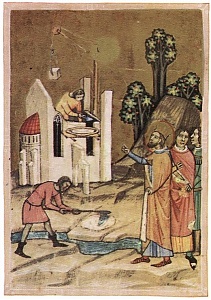 A nagyváradi székesegyház építése a Képes Krónika miniatúráján