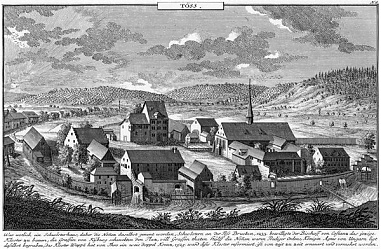 A tössi domonkos apácakolostor, 1741. David Herrliberger metszete