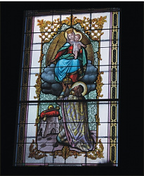 Pécs, Irgalmas rendi templom ablaka<br/>Ligeti Sándor alkotása (1908)