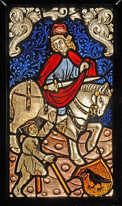 Szent Márton és a koldus ábrázolása üvegablakon, Budapest, Iparművészeti Múzeum