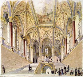 Az Országház főlépcsőjének vázlata, Steindl Imre és Foerk Ernő terve