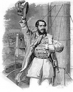 Tyroler József: Kossuth Lajos Pestre érkezése 1848. április 14-én rézmetszet