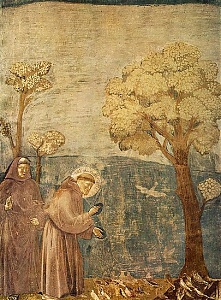 Giotto di Bondone: Szent Ferenc beszél a madarakhoz